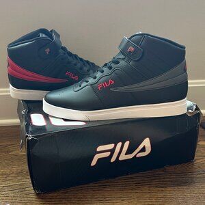 Fila Men’s Vulc 13 2D High Top Sneakers – Black/Red/White – Size 14 Brand New